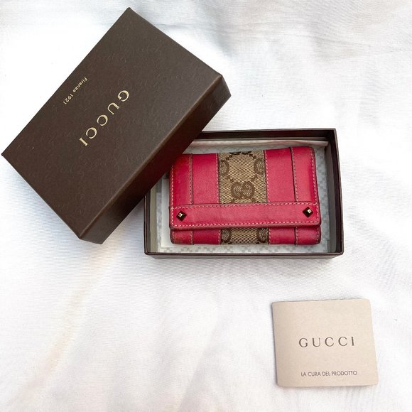 Authentic Gucci Red calf Leather/canvas Key Case in the box - Picture 5 of 13